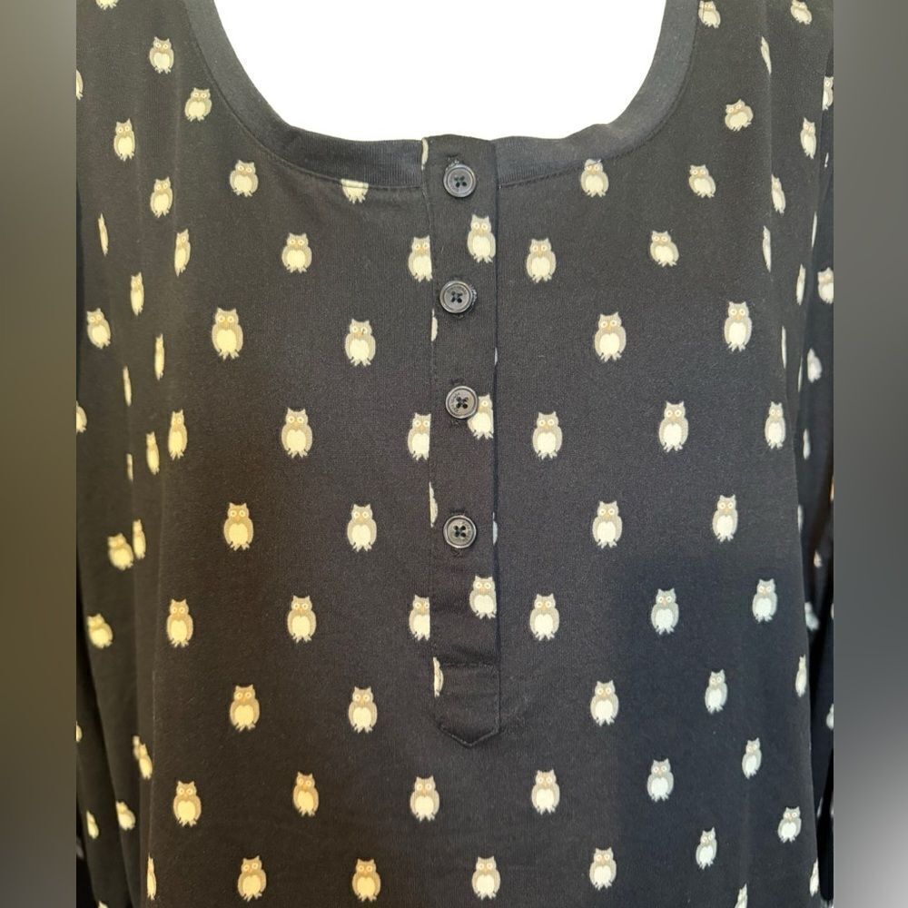 NWT Kate Spade Henley Navy Owl Pajama Top - Picture 4 of 8
